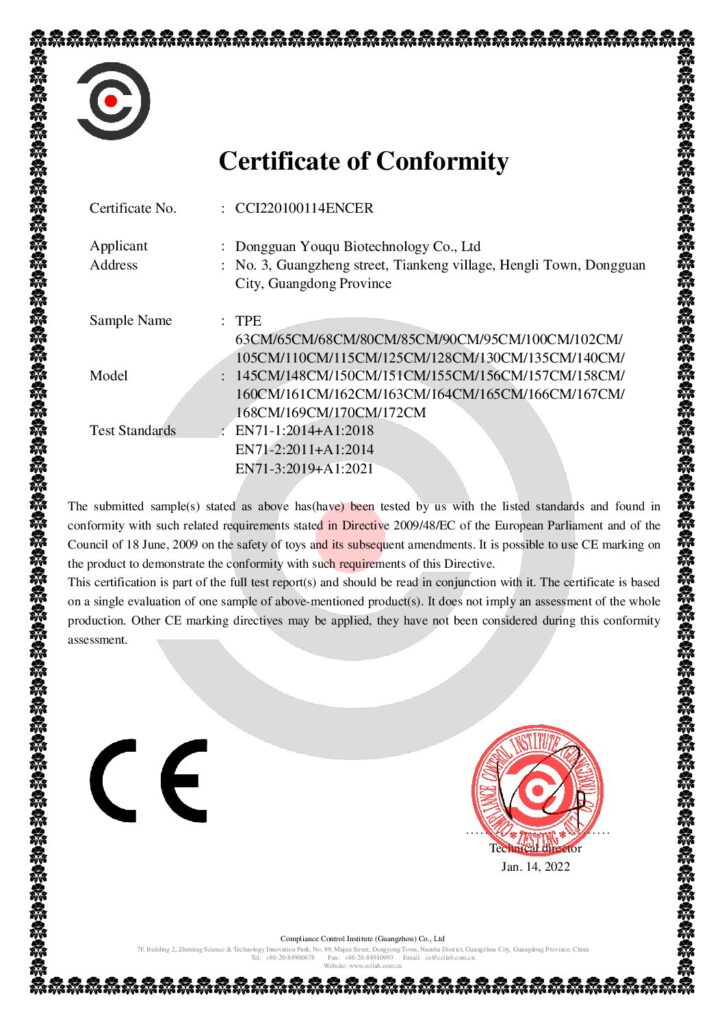 English CE certificate document preview